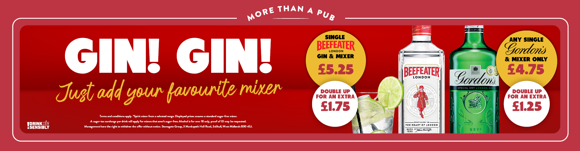 Gin Deals at [#SiteName#]! Gin and Tonic from £4.75